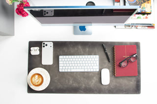 Lined Leather Desk Mat Medium Size