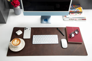 Lined Leather Desk Mat Medium Size