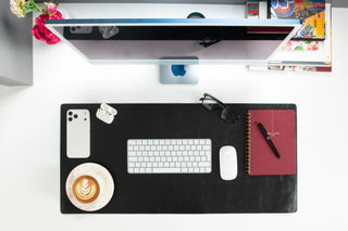 Lined Leather Desk Mat Medium Size