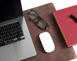 Lined Leather Desk Mat Small Size