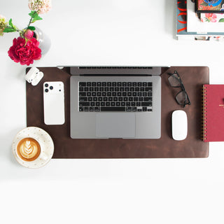 Lined Leather Desk Mat Small Size