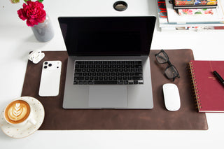 Lined Leather Desk Mat Small Size