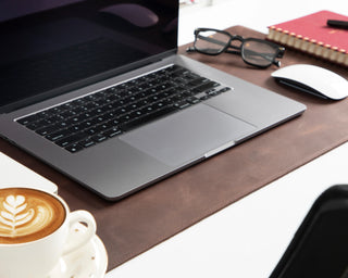 Lined Leather Desk Mat Small Size