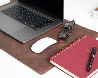 Lined Leather Desk Mat Small Size