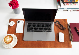Lined Leather Desk Mat Small Size