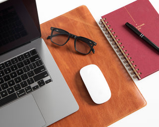 Lined Leather Desk Mat Small Size