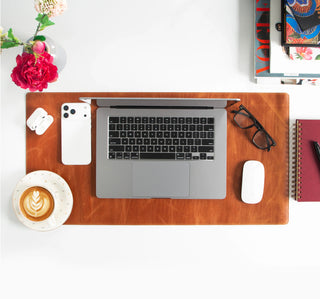 Lined Leather Desk Mat Small Size