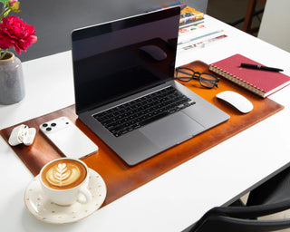 Lined Leather Desk Mat Small Size