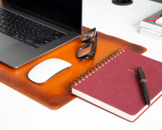 Lined Leather Desk Mat Small Size