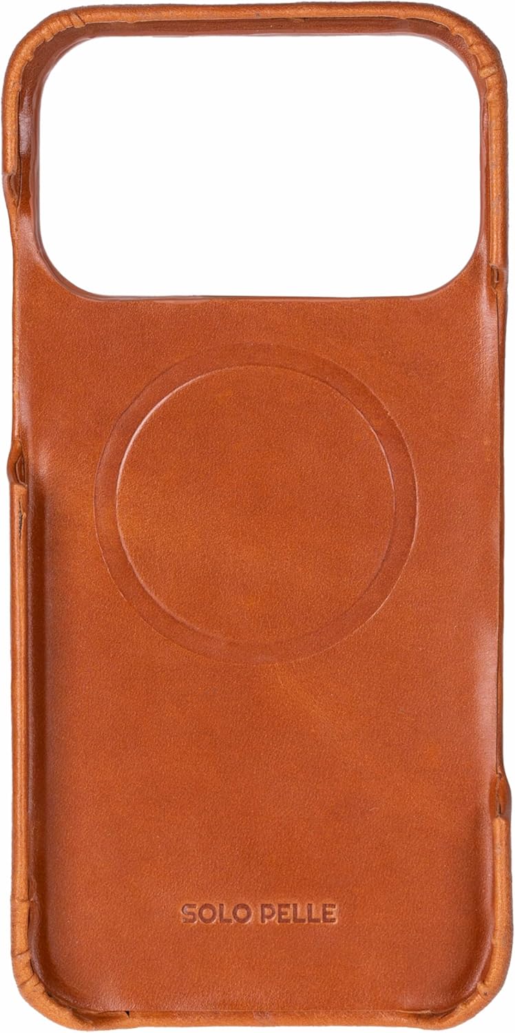 Solo Pelle Cognac Braun Lederhülle kompatibel für iPhone 17 Pro in 6.3 Zoll abnehmbare Hülle (2in1) inkl. Kartenfächer geeignet für MagSafe Zubehör