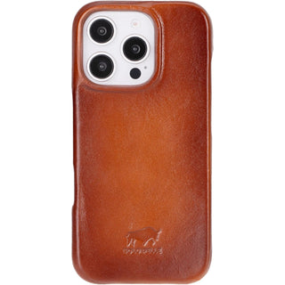 Solo Pelle Lederhülle für das iPhone 16 Pro in 6.3 Zoll Princeton Case Leder Hülle Ledertasche Backcover aus echtem Leder geeignet für MagSafe Zubehör Cognac Braun