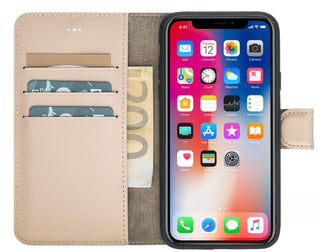 Solo Pelle kompatibel für das iPhone X/XS Case Lederhülle Ledertasche Wallet Tasche in Nude Rosa