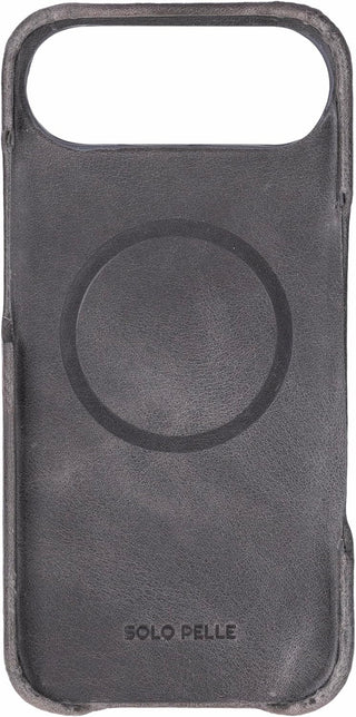 Solo Pelle Steingrau Lederhülle kompatibel für iPhone Air in 6.5 Zoll abnehmbare Hülle (2in1) inkl. Kartenfächer geeignet für MagSafe Zubehör