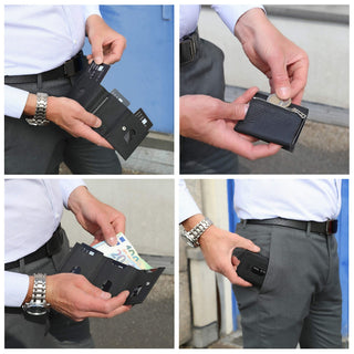 Slim Wallet "Riga" mit Münzfach 12 Karten - Carbon