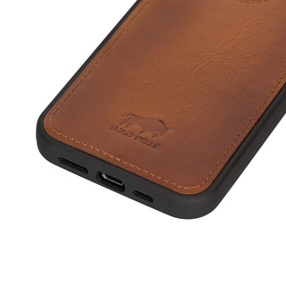 Solo Pelle Lederhülle für das iPhone 13 Pro in 6.1 Zol  Hülle Ledertasche Backcover aus echtem Leder "Stanford" - Camel Braun