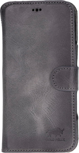 Solo Pelle Steingrau Lederhülle kompatibel für iPhone 17 Pro in 6.3 Zoll abnehmbare Hülle (2in1) inkl. Kartenfächer geeignet für MagSafe Zubehör