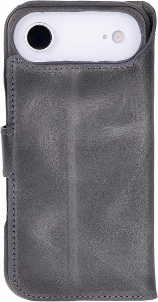 Solo Pelle Steingrau Lederhülle kompatibel für iPhone Air in 6.5 Zoll abnehmbare Hülle (2in1) inkl. Kartenfächer geeignet für MagSafe Zubehör