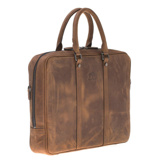 Solo Pelle Leder Aktentasche I Businesstasche I Arbeitstasche I Reisetasche I Tasche Sardis in Vintage Braun