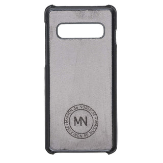 Maison de Noblesse kompatibel mit Samsung S10 Plus Lederhülle Ledertasche Backcover Ultra Slim (Kaviar Schwarz)