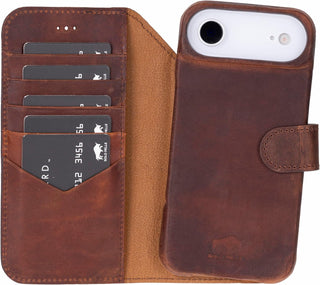 Solo Pelle Vintage Braun Lederhülle kompatibel für iPhone Air in 6.5 Zoll abnehmbare Hülle (2in1) inkl. Kartenfächer geeignet für MagSafe Zubehör