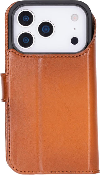 Solo Pelle Cognac Braun Lederhülle kompatibel für iPhone 17 Pro Max in 6.9 Zoll abnehmbare Hülle (2in1) inkl. Kartenfächer geeignet für MagSafe Zubehör