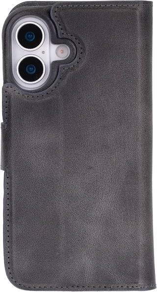 Steingrau Braun Braun Solo Pelle Lederhülle kompatibel für iPhone 17 in 6.3 Zoll abnehmbare Hülle (2in1) inkl. Kartenfächer geeignet für MagSafe Zubehör