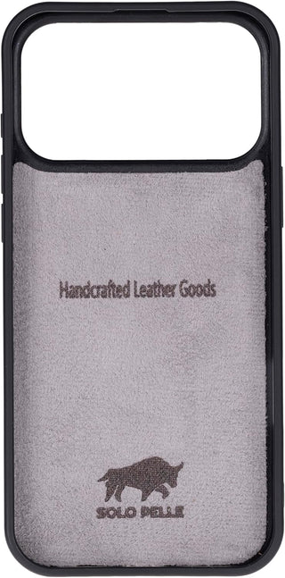 Solo Pelle Steingrau Lederhülle für das iPhone 17 Pro Max in 6.9 Zoll Stanford Case Leder Hülle Ledertasche Backcover aus echtem Leder geeignet für MagSafe Zubehör