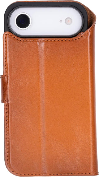 This Solo Pelle Cognac Braun Lederhülle kompatibel für iPhone Air in 6.5 Zoll abnehmbare Hülle (2in1) inkl. Kartenfächer geeignet für MagSafe Zubehör