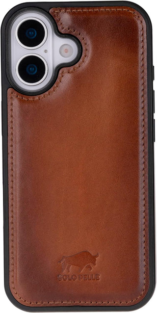 Cognac Braun Solo Pelle Lederhülle für das iPhone 17 in 6.3 Zoll Stanford Case Leder Hülle Ledertasche Backcover aus echtem Leder geeignet für MagSafe Zubehör