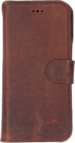 Solo Pelle Vintage Braun Lederhülle kompatibel für iPhone Air in 6.5 Zoll abnehmbare Hülle (2in1) inkl. Kartenfächer geeignet für MagSafe Zubehör