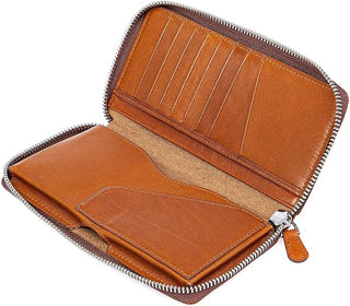 Solo Pelle " Universal Wallet passend für Apple iPhone 11 bis 16 Pro Max und Geräte bis 7,1 Zoll Reiseetui I Geldbörse aus echtem Leder (Cognac Braun Effekt) Maß: 8,8cm x 18cm x 2,3cm