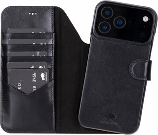 Solo Pelle Schwarz Lederhülle kompatibel für iPhone 17 Pro Max in 6.9 Zoll abnehmbare Hülle (2in1) inkl. Kartenfächer geeignet für MagSafe Zubehör