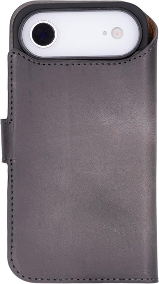 This Solo Pelle Steingrau Lederhülle kompatibel für iPhone Air in 6.5 Zoll abnehmbare Hülle (2in1) inkl. Kartenfächer geeignet für MagSafe Zubehör