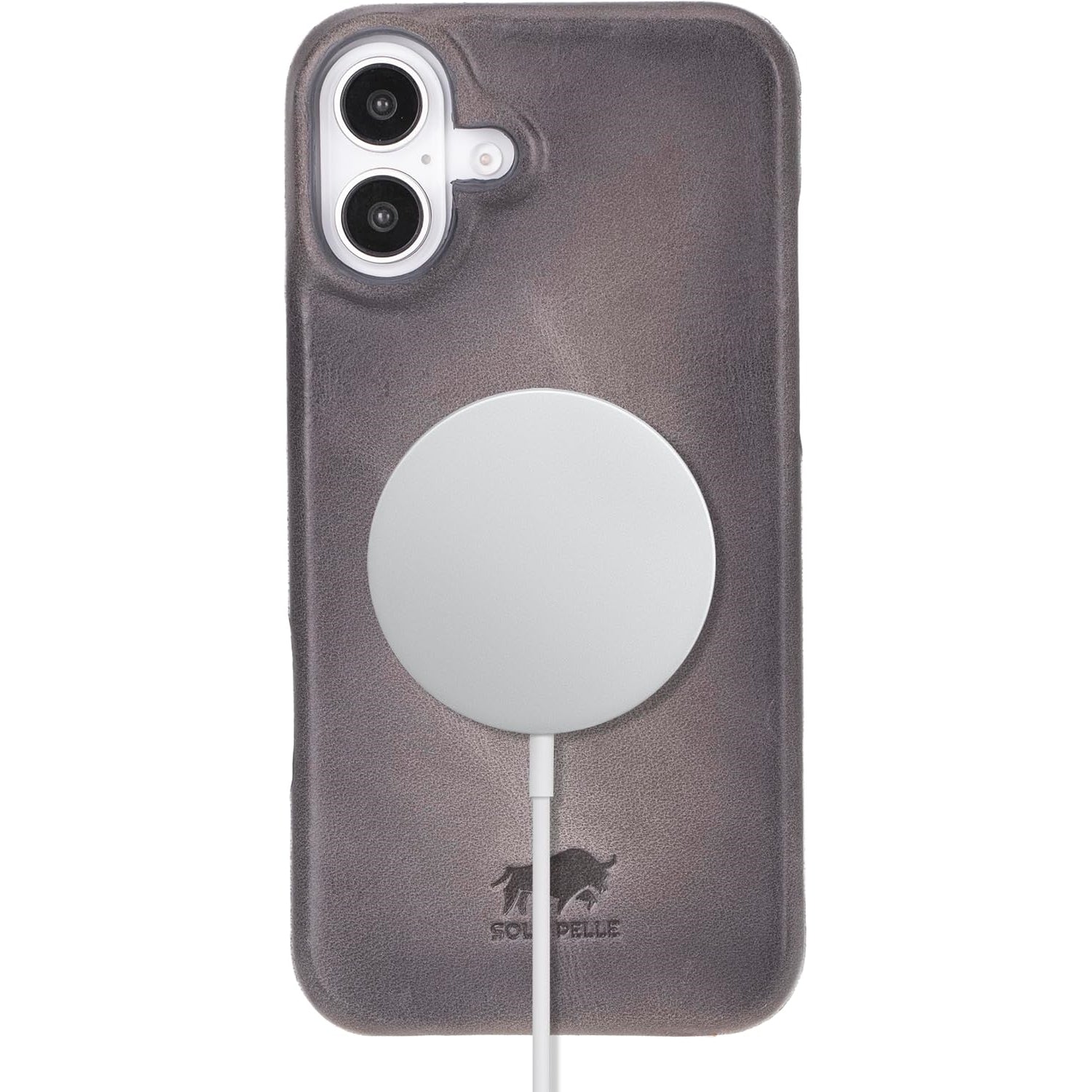 Solo Pelle Lederhülle für das iPhone 16 Plus in 6.7 Zoll Princeton Case Leder Hülle Ledertasche Backcover aus echtem Leder geeignet für MagSafe Zubehö Steingrau Lifestyle