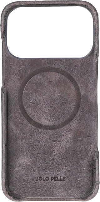 Solo Pelle Steingrau Lederhülle kompatibel für iPhone 17 Pro Max in 6.9 Zoll abnehmbare Hülle (2in1) inkl. Kartenfächer geeignet für MagSafe Zubehör