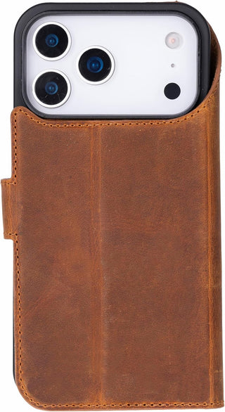 Solo Pelle Camel Braun  Lederhülle kompatibel für iPhone 17 Pro in 6.3 Zoll abnehmbare Hülle (2in1) inkl. Kartenfächer geeignet für MagSafe Zubehör