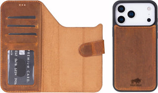 Solo Pelle Camel Braun  Lederhülle kompatibel für iPhone 17 Pro in 6.3 Zoll abnehmbare Hülle (2in1) inkl. Kartenfächer geeignet für MagSafe Zubehör