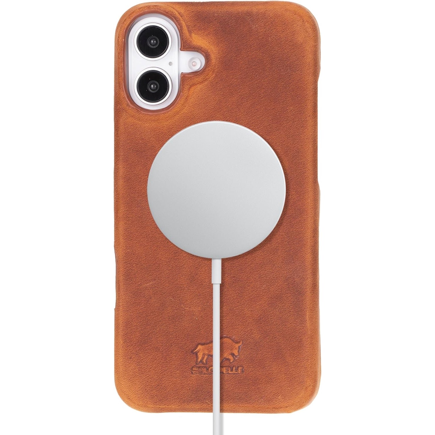 Solo Pelle Lederhülle für das iPhone 16 Plus in 6.7 Zoll Princeton Case Leder Hülle Ledertasche Backcover aus echtem Leder geeignet für MagSafe Zubehör Camel Braun Lifestyle