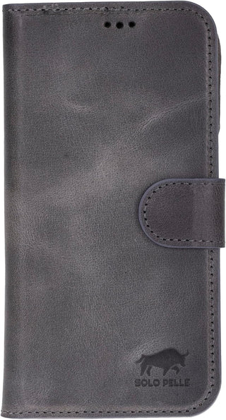 Steingrau Braun Braun Solo Pelle Lederhülle kompatibel für iPhone 17 in 6.3 Zoll abnehmbare Hülle (2in1) inkl. Kartenfächer geeignet für MagSafe Zubehör