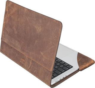 Solo Pelle Ledertasche für das MacBook Air 15.3 Vintage Braun Zoll Lederhülle Case Hülle Münich für das Apple MacBook Air 15 (2023-2024) Zoll aus echtem Leder kompatibel mit M2/A2941, M3/A3114