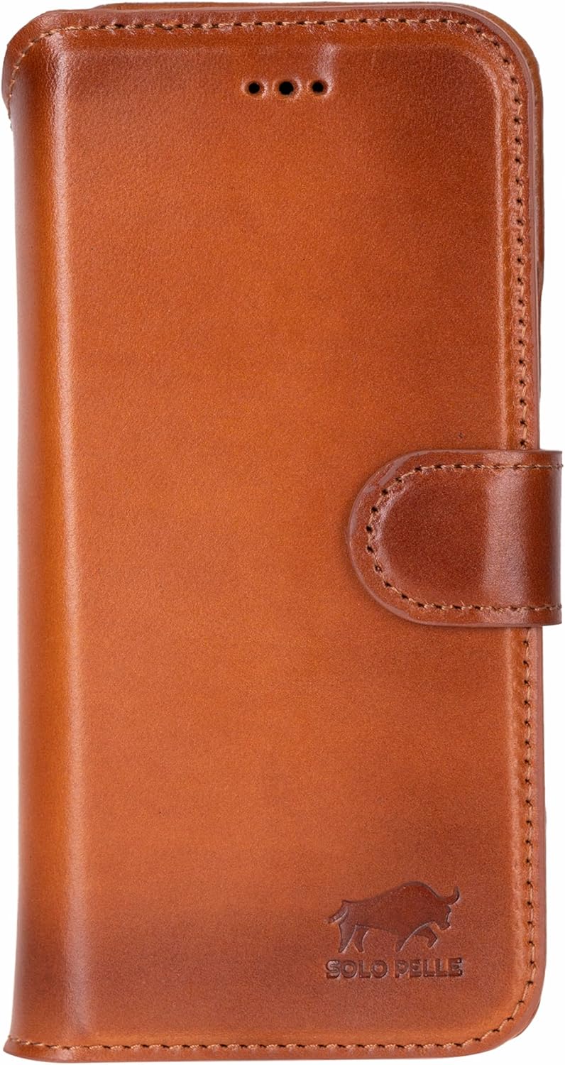 Solo Pelle Cognac Braun Lederhülle kompatibel für iPhone Air in 6.5 Zoll abnehmbare Hülle (2in1) inkl. Kartenfächer geeignet für MagSafe Zubehör