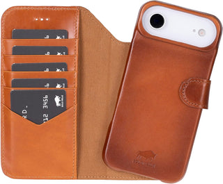 Solo Pelle Camelbraun Lederhülle kompatibel für iPhone Air in 6.5 Zoll abnehmbare Hülle (2in1) inkl. Kartenfächer geeignet für MagSafe Zubehör