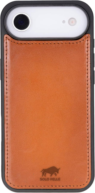 This Solo Pelle Cognac Braun Lederhülle kompatibel für iPhone Air in 6.5 Zoll abnehmbare Hülle (2in1) inkl. Kartenfächer geeignet für MagSafe Zubehör