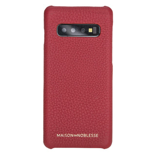 Maison de Noblesse kompatibel mit Samsung S10 Plus Lederhülle Ledertasche Backcover Ultra Slim (Granatapfel Rot)