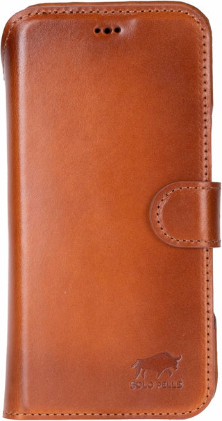 Solo Pelle Cognac Braun Lederhülle kompatibel für iPhone 17 Pro Max in 6.9 Zoll abnehmbare Hülle (2in1) inkl. Kartenfächer geeignet für MagSafe Zubehör