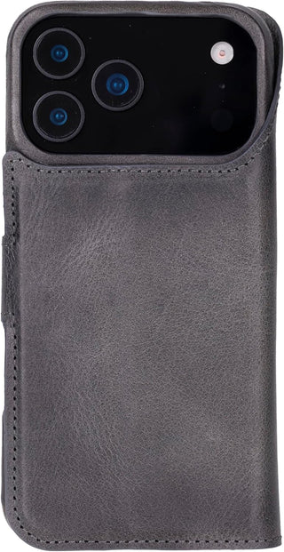 Solo Pelle Steingrau Lederhülle kompatibel für iPhone 17 Pro Max in 6.9 Zoll abnehmbare Hülle (2in1) inkl. Kartenfächer geeignet für MagSafe Zubehör