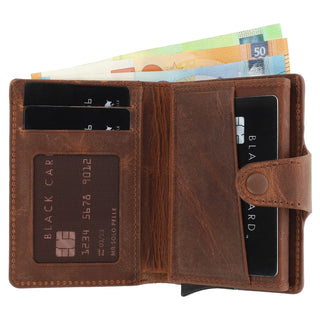 Magic Wallet mit Münzfach 15 Karten "Q-Wallet" -  Cognac Braun