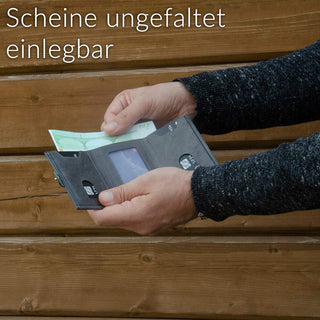 Slim Wallet "Riva" mit Münzfach 12 Karten - Kroko Schwarz