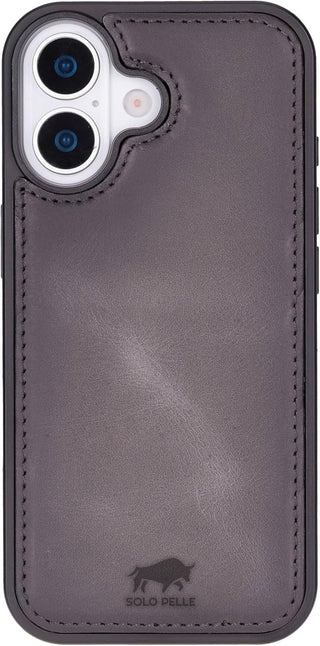 Solo Pelle Steingrau, Lederhülle kompatibel für iPhone 17 in 6.3 Zoll abnehmbare Hülle (2in1) inkl. Kartenfächer geeignet für MagSafe Zubehör