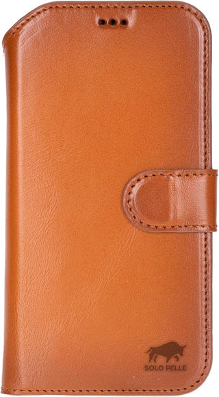 This Solo Pelle Cognac Braun Lederhülle kompatibel für iPhone Air in 6.5 Zoll abnehmbare Hülle (2in1) inkl. Kartenfächer geeignet für MagSafe Zubehör